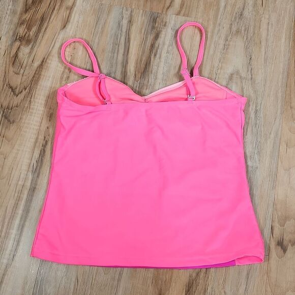 🧚‍♂️Free Country Fuchsia, Coral Orange, & Pink Colorblock Tankini - Picture 2 of 12